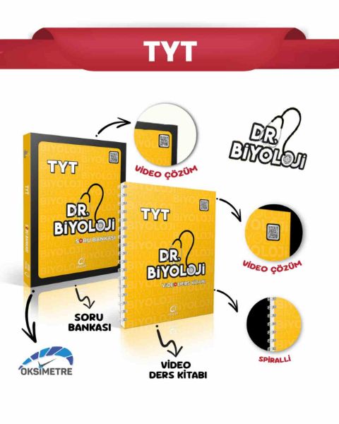 DR.BİYOLOJİ TYT SORU BANKASI+TYT DR.BİYOLOJİ VİDEO DERS KİTABI 2Lİ SET resmi