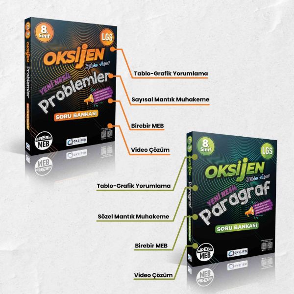 OKSİJEN 8. SINIF PROBLEMLER+8.SINIF PARAGRAF 2Lİ SET resmi