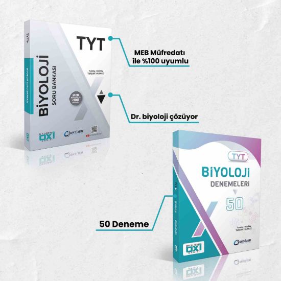 OXİ TYT BİYOLOJİ SORU BANKASI+OXİ TYT BİYOLOJİ 50 DENEME 2Lİ SET resmi