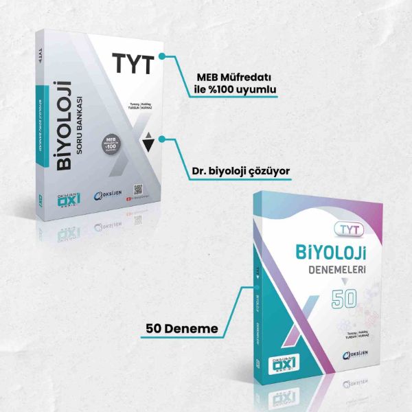 OXİ TYT BİYOLOJİ SORU BANKASI+OXİ TYT BİYOLOJİ 50 DENEME 2Lİ SET resmi