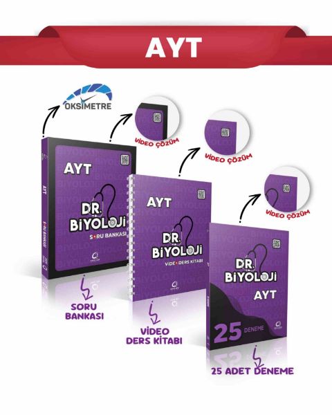 DR.BİYOLOJİ AYT SORU BANKASI+AYT VİDEO DERS KİTABI+AYT 25 DENEME 3LÜ SET resmi
